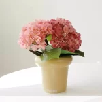 Artificial Potted Hydrangea | Small Pink 11" Cream Pot