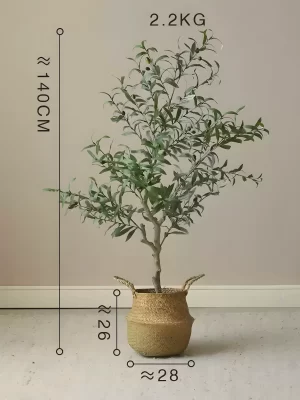 Weighing approximately 4.85 lbs (2.2 kg), this artificial olive tree features a sturdy basket base with a height of 10.2 inches and a diameter of 11 inches, making it both stylish and practical.