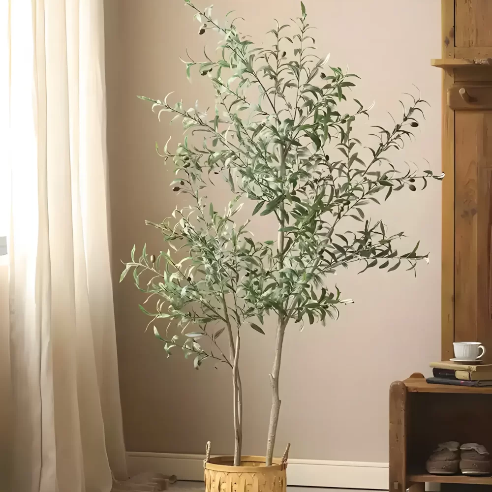 The 70.9-inch (180 cm) artificial olive tree offers a bold yet refined aesthetic. Its realistic features, from leaves to trunk, make it a standout piece for larger spaces.