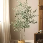 Artificial Olive Tree in Basket – 70.9-Inch Tall, Lifelike Faux Olive Tree for Stylish Interiors