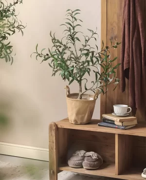 Perfect for tabletops or small spaces, this 27.5-inch olive tree enhances your room’s ambiance with its lifelike leaves and compact elegance.